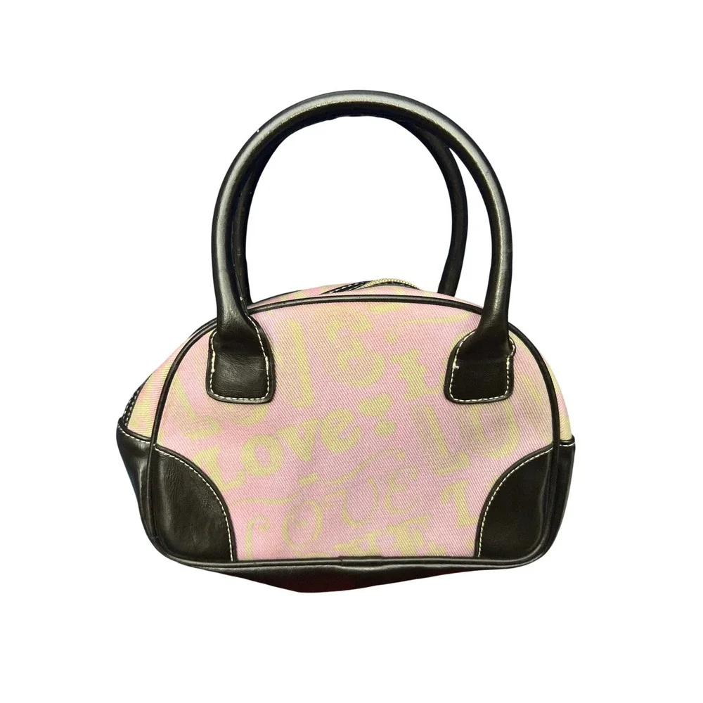Victorias Secret Pink LOVE Monogram Mini Bowling Bag Black Trim Y2K Handbag